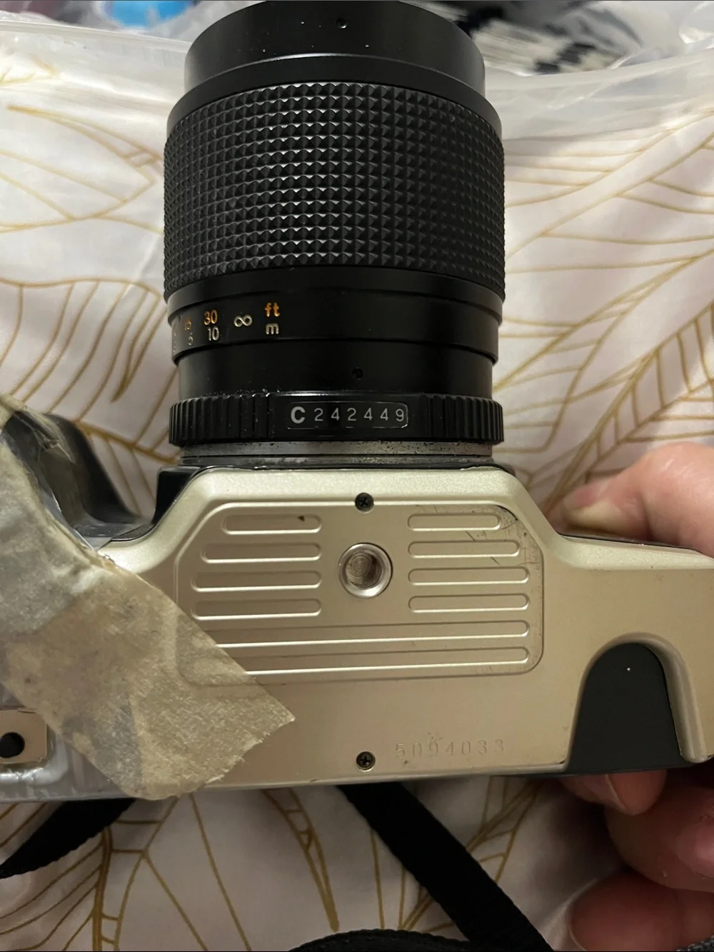 Yashica 35-70mm Camera in White and Black with Zoom Lens